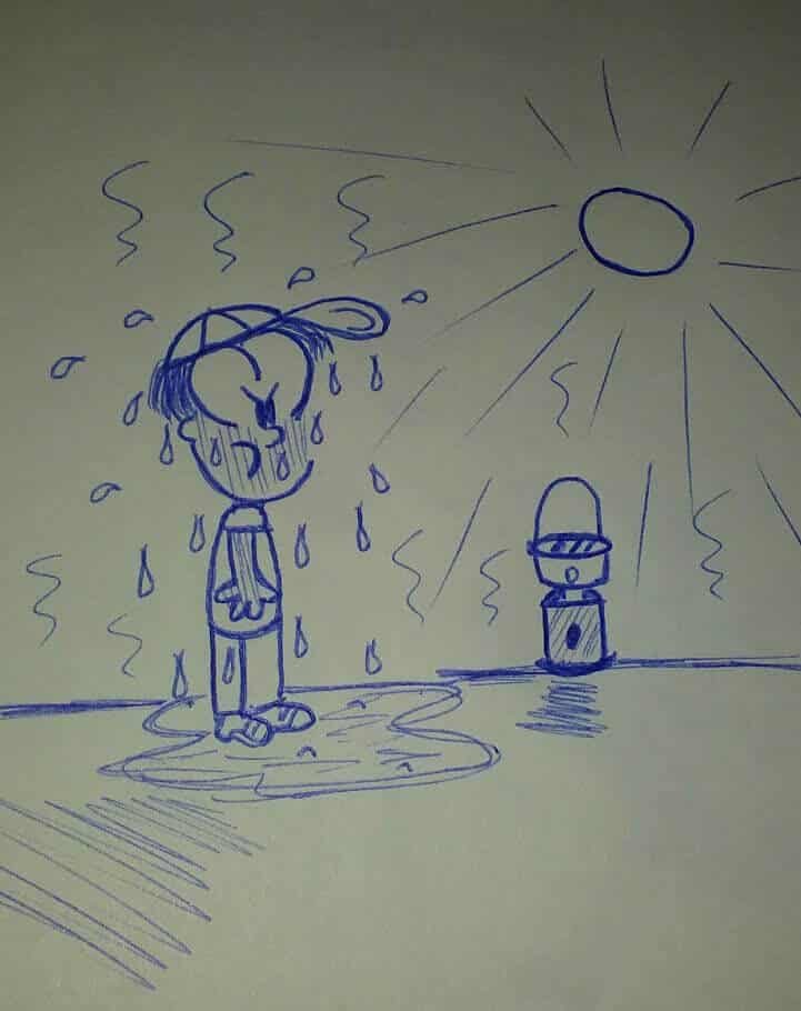 caricatura con una lamparita solar