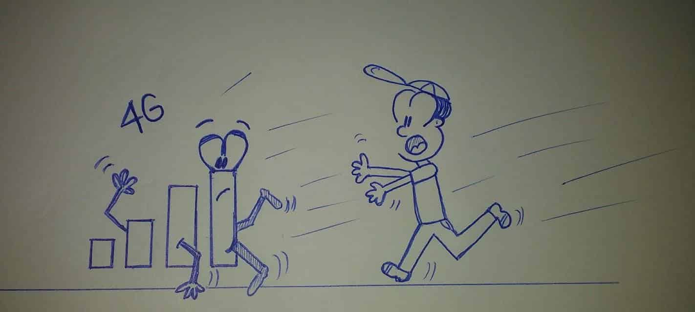 caricatura corriendo tras las barras de señal