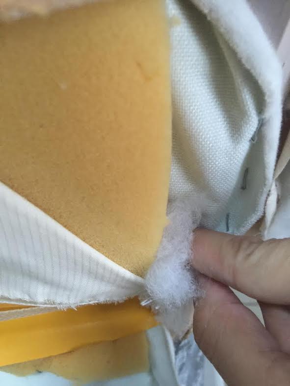 hand stuffing batting under fabric
