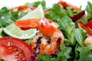 shrimp over lettuce