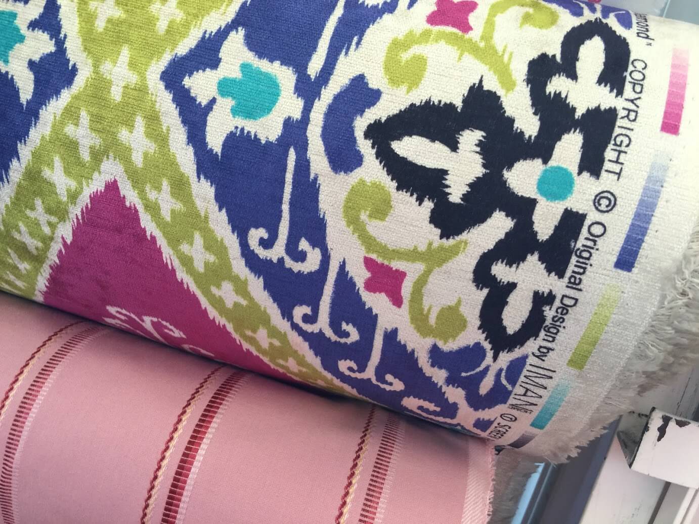 bright colored upholstery fabric