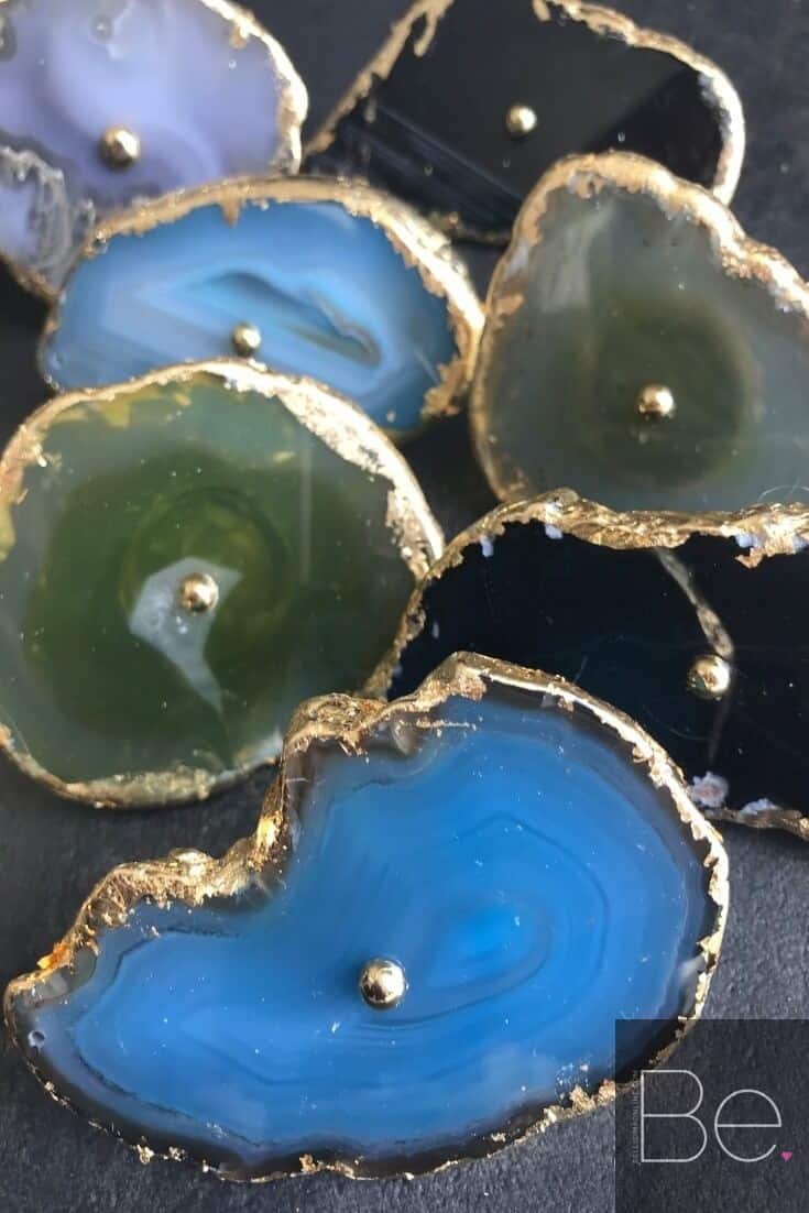 colorful DIY agate drawer pulls