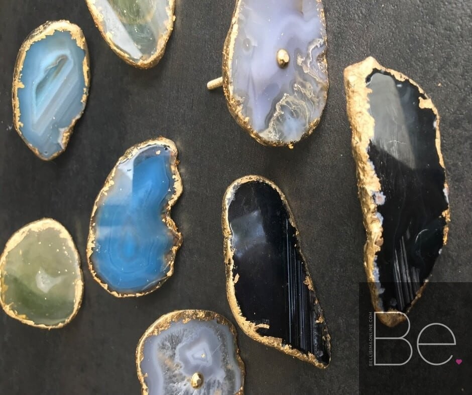 eight diy agate drawer pulls in different colors