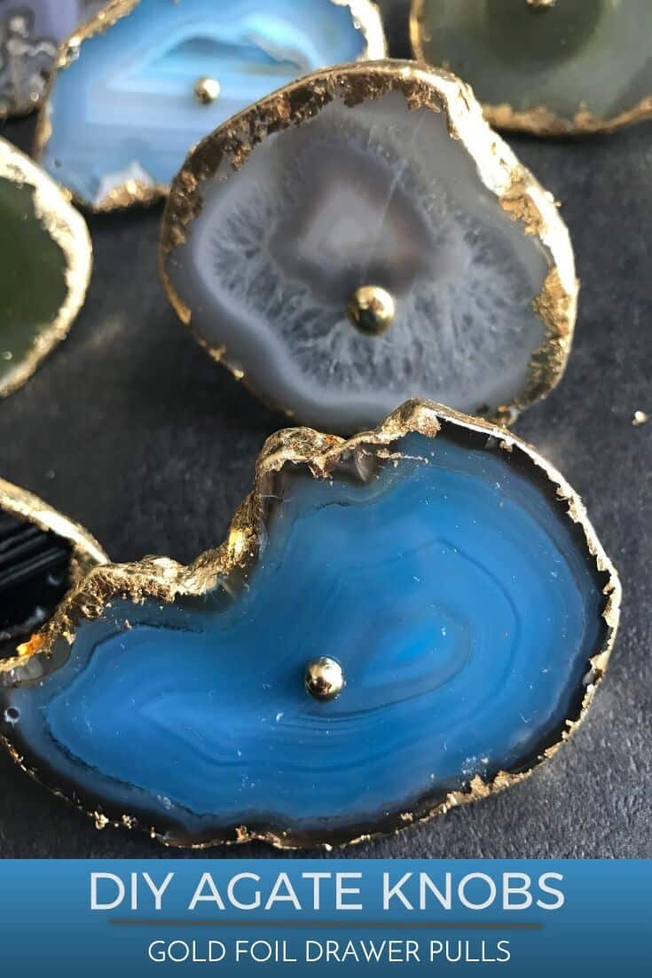 Pinterest Graphic showing DIY Agate drawer pulls