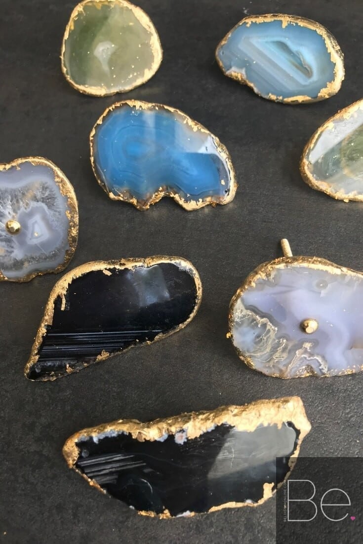 blue, black, purple, green agate knobs