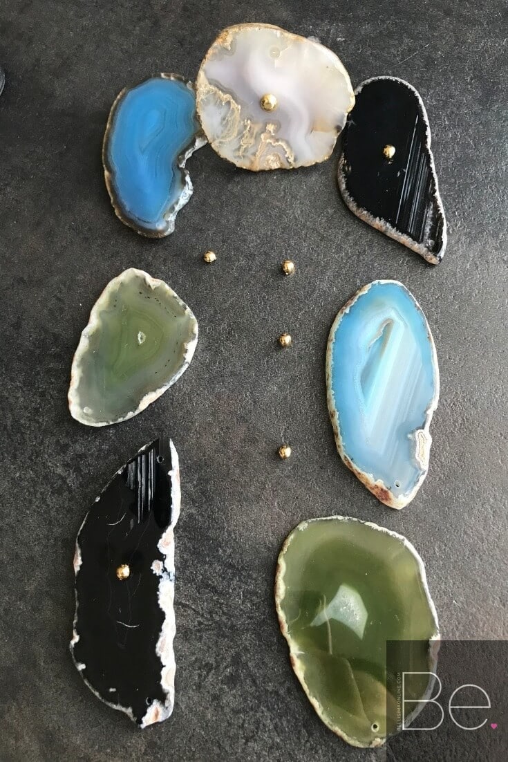 agate slices in different colors for DIY agate knobs