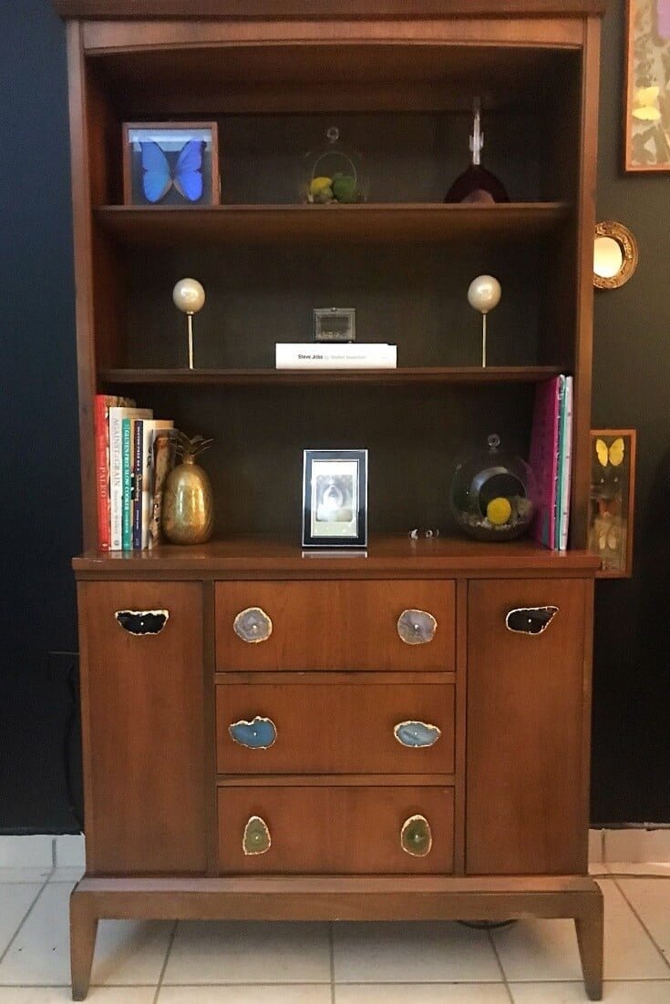 vintage China cabinet with agate drawer pulls