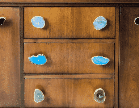 8 diy agate drawer pulls in black, blue, green and light purple